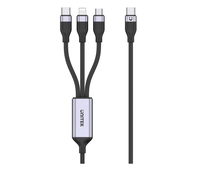 Kabel UNITEK przewód ładujący USB 3 w 1 czarny C14101AGY01-1.5M